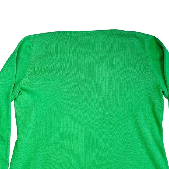 Hampshire Studio Green V-Neck Sweater XL 100% Cotton Monogram Embroidered "S" - Picture 8 of 11